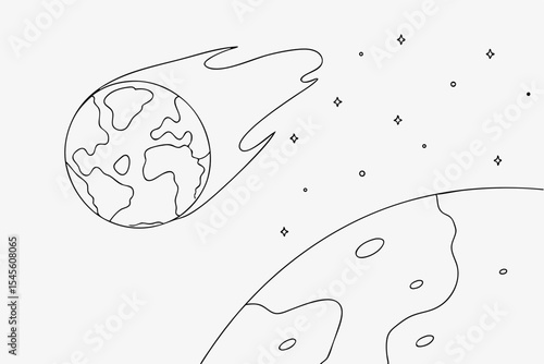 International asteroid day coloring page of comet earth and moon for kids astronomy space science education and fun activity book page