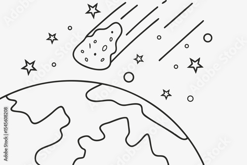 International asteroid day asteroid meteor shower space earth drawing for kids and coloring pages for children and adults