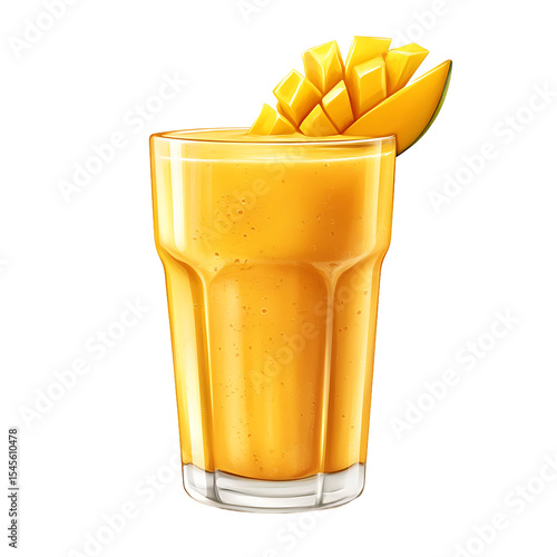 Refreshing Mango Smoothie in a Glass with Fresh Slices Garnish