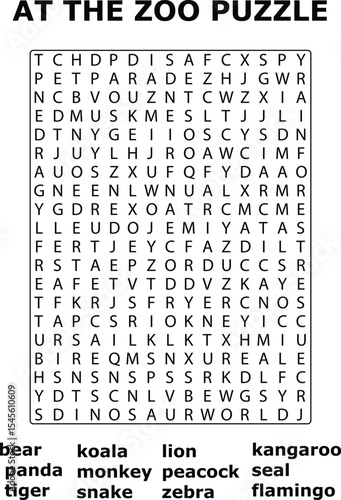 And Zoo Animal Word Search Puzzle Game Educational Activity Worksheet Printable animals