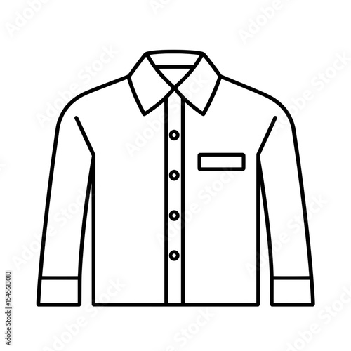 Outline icon of a long-sleeved button-up shirt with collar and pocket, representing formal or business clothing.