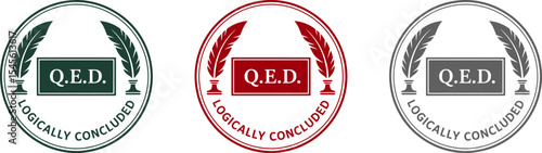 Qed logically concluded proof illustration vector design concept for mathematics and science use editable stock vector illustration