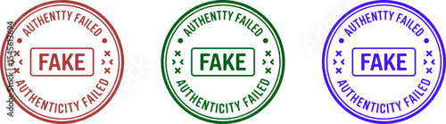 Fake authenticity failed stamp vector image for product verification and anti counterfeiting measures editable stock vector illustration