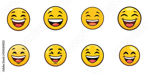 Multiple vector illustrations rolling on the floor laughing, Emoji


