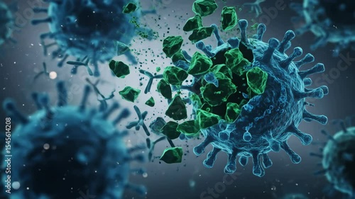 Virus antibodies attacking virus graphic