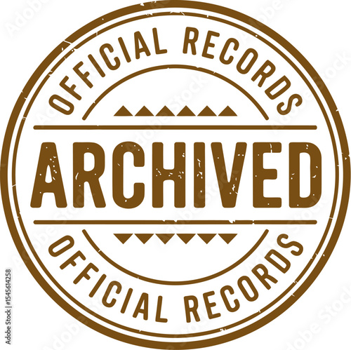 Official records archived stamp vector graphic for historical document management and data preservation editable stock vector illustration
