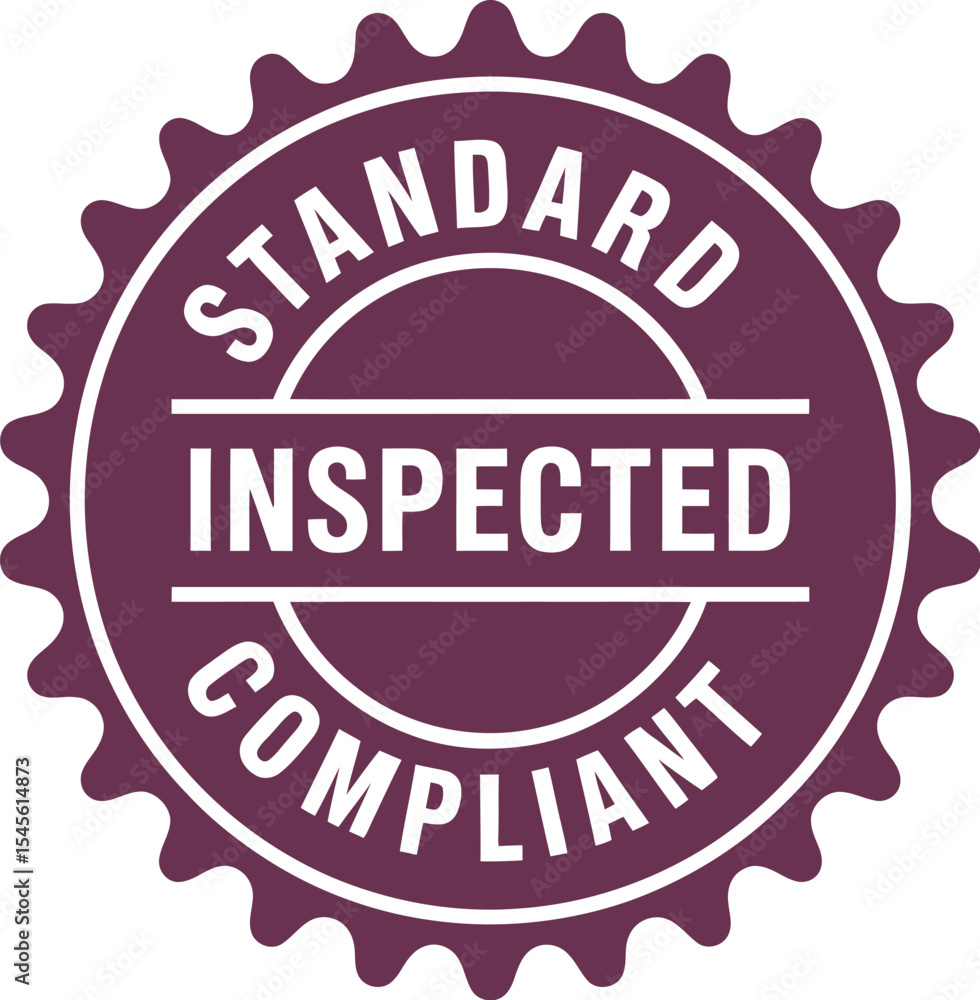 Standard inspected compliant seal vector image for quality assurance and product certification mark design editable stock vector illustration Standard inspected compliant seal vector image for quality assurance and product certification mark design editable stock vector illustration