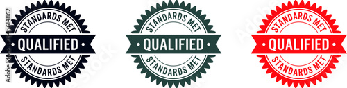Qualified standards met seal vector image for quality assurance and certification services icon design editable stock vector illustration