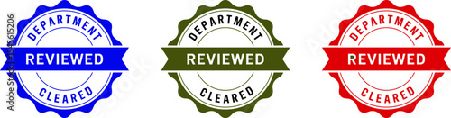 Department reviewed cleared stamp vector image for approval quality control and compliance assurance editable stock vector illustration