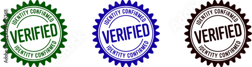 Verified identity confirmed stamp vector image for security authentication and trust mark design editable stock vector illustration