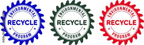 Environmental recycle program badge vector illustration for eco friendly initiatives design editable stock vector illustration