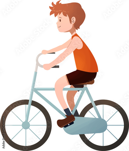 Boy Riding a Bicycle – Cartoon Outdoor Activity Illustration