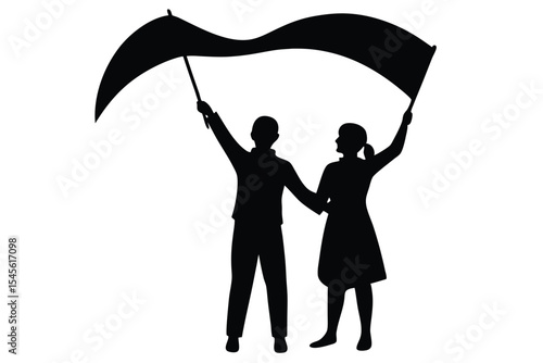 Romantic couple throwing rainbow pride flag