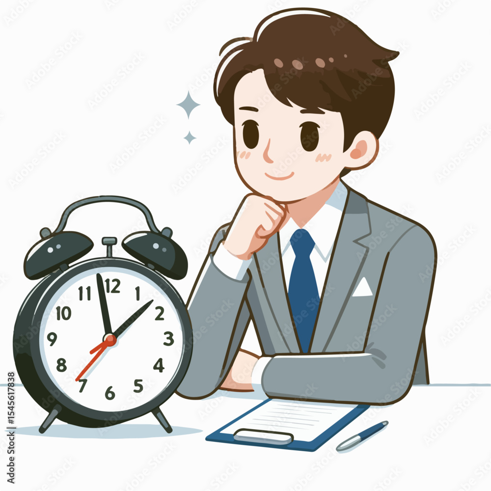 cartoon vector illustration of businessman valuing time cartoon vector illustration of businessman valuing time