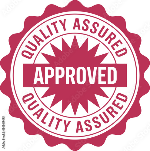 Approved quality assured stamp vector graphic for product certification and guarantee of excellence editable stock vector illustration