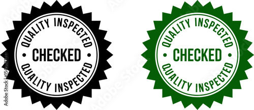 Quality inspected checked seal vector image for product assurance and quality control certification badge design editable stock vector illustration