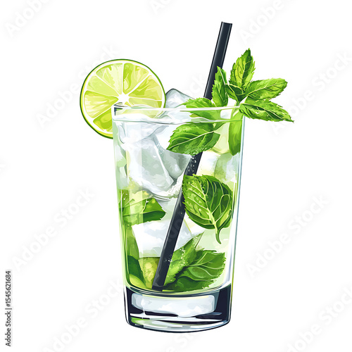 Refreshing Mojito Cocktail with Lime and Mint