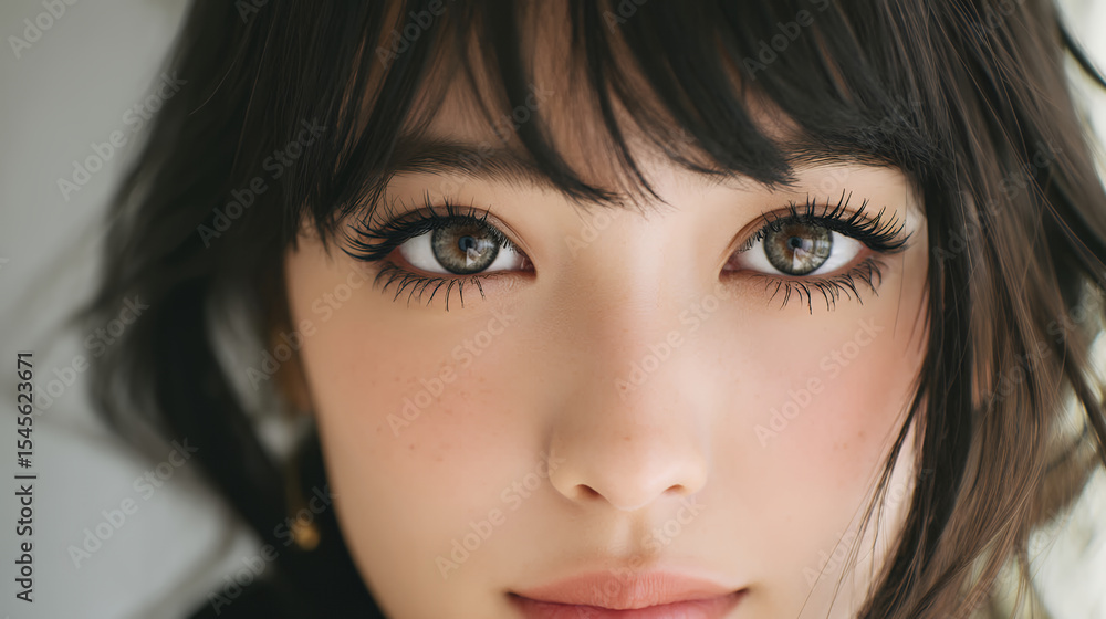 長いまつ毛、美しい瞳の女性 長いまつ毛、美しい瞳の女性