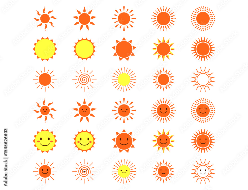 太陽とかわいい笑顔の太陽セット 太陽とかわいい笑顔の太陽セット