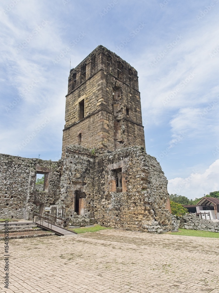 Old Panama Cathedral tower in Panama Viejo, Panama (back side close up view) Old Panama Cathedral tower in Panama Viejo, Panama (back side close up view)