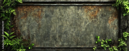 Rusty Metal Frame with Jungle Vines Textured Background, Digital Art, Nature Concept, Jungle Wall Jungle, Background