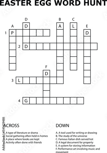Easter Egg Word Hunt And Grid Puzzle Game Activity Kids Fun crossword
