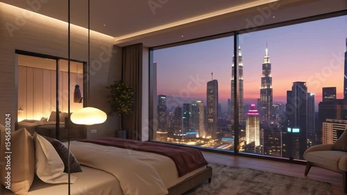 Bedroom interior design with city view modern apartment luxury home decor kuala lumpur malaysia skyline windows
