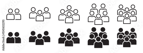 Set of people icon representing group size. Perfect can use in demographic, social media, and team concept