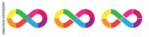 Colorful infinte loop chart. infographic templates with eight parts.