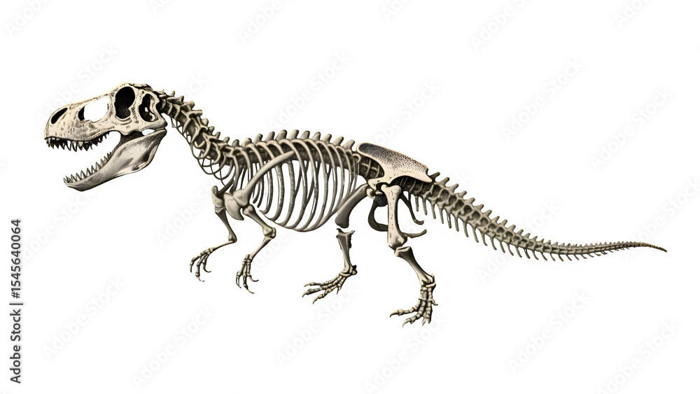 Jurassic Etching Relic.A meticulously detailed illustration of a Tyrannosaurus rex skeleton, rendered in vintage scientific engraving style using fine stippling and hatching techniques Jurassic Etching Relic.A meticulously detailed illustration of a Tyrannosaurus rex skeleton, rendered in vintage scientific engraving style using fine stippling and hatching techniques