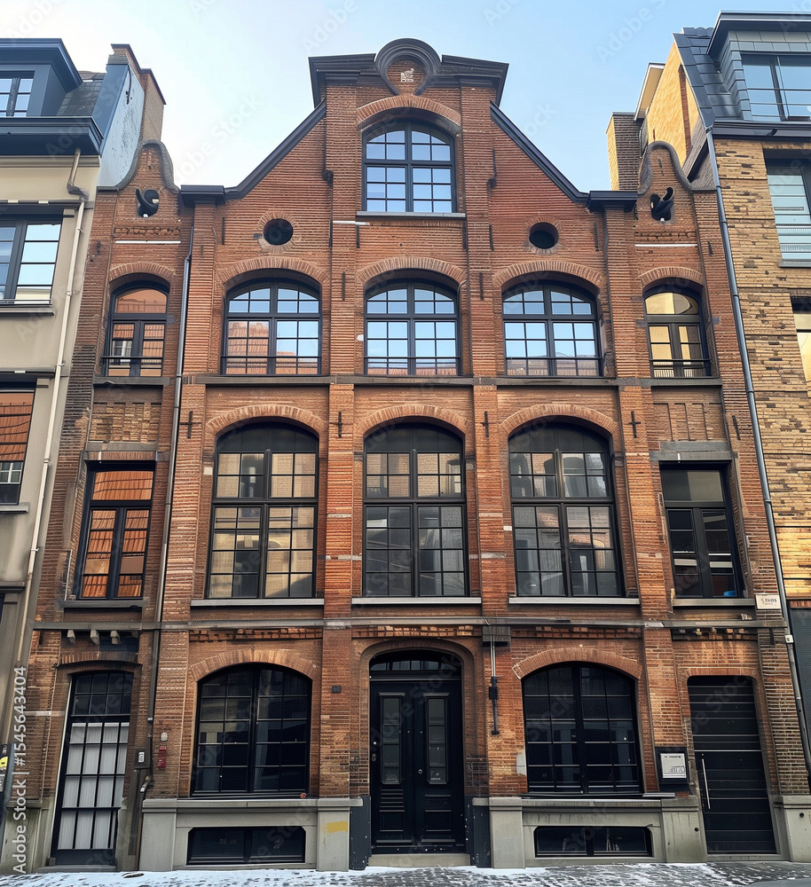 Fototapeta premium Exterior view of a charming brick building with modern touches