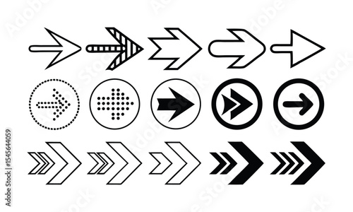 Collection of arrow symbols and direction icons in vector format.

