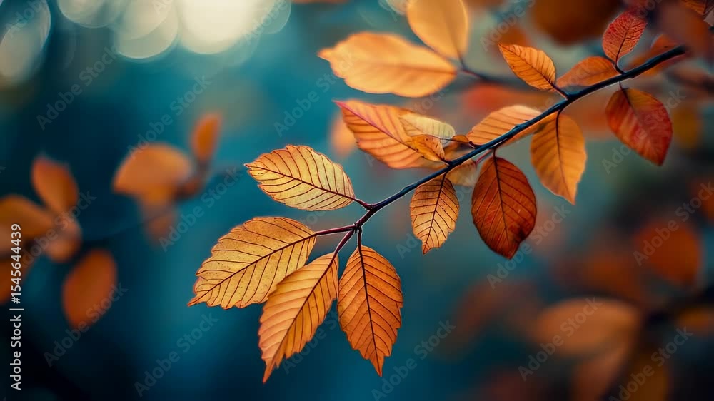 Golden foliage elegance: Detailed leaves contrast against a muted backdrop Golden foliage elegance: Detailed leaves contrast against a muted backdrop