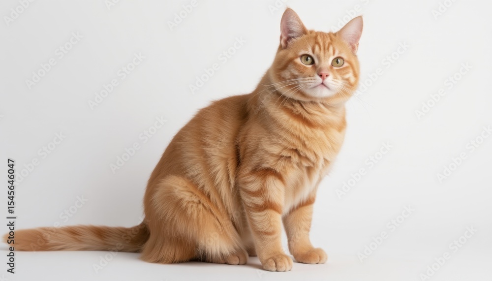 Obraz premium Playful orange cat posing indoors photo session studio environment whimsical viewpoint for pet lovers