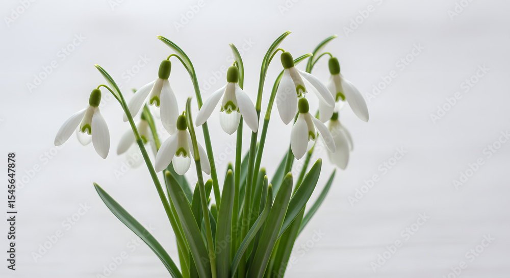 Fototapeta premium 清楚な白雪げし 柔らかな光浴びて 春の息吹感じます. AI Generated