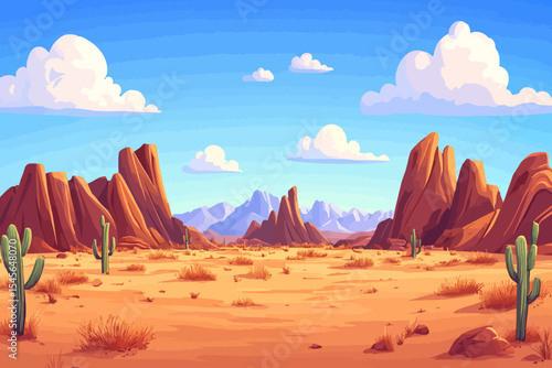 Desert landscape vector illustration 