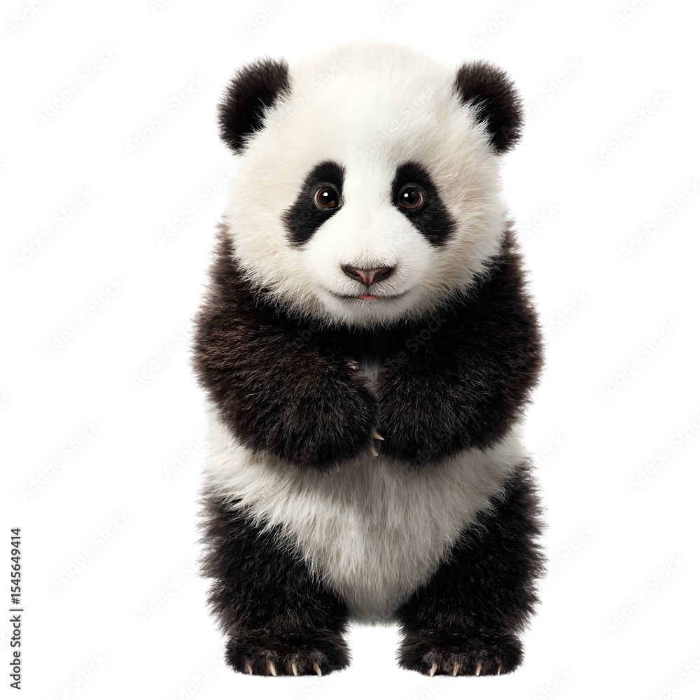 Fototapeta premium panda isolated transparent background, full-body shot, png