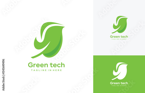 Green leaf symbol, initial letter S vector logo design vector illustration 