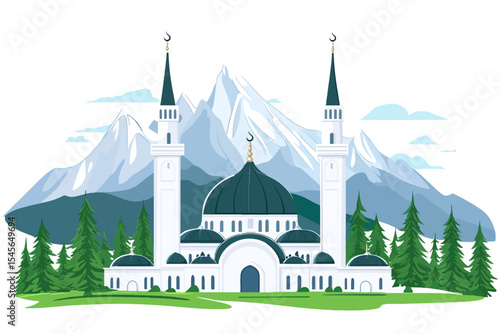 Mosque landscape vector illustration 