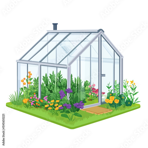 greenhouse with flowers and plants