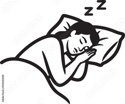Simple black outline person sleeping peacefully ideal for health rest or relaxation icons