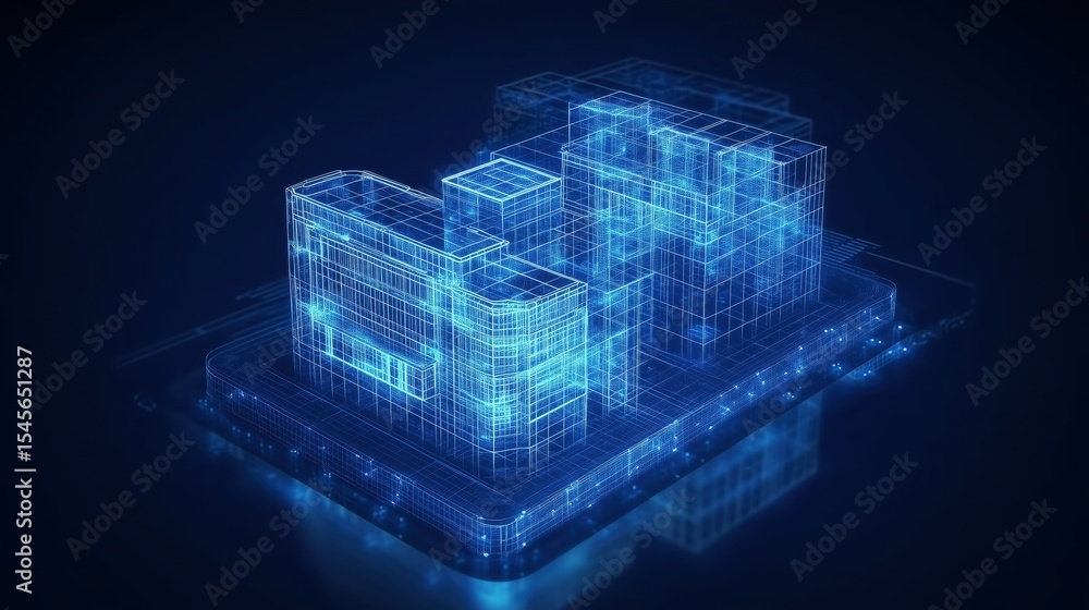 Fototapeta premium Digital Building Blueprint