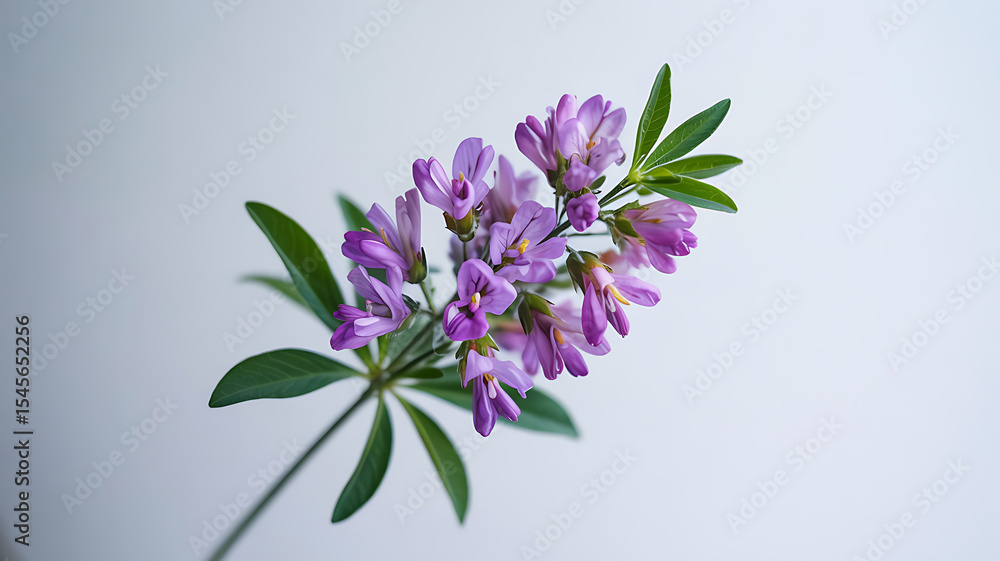 Obraz premium Delicate purple milkwort flowers on white background