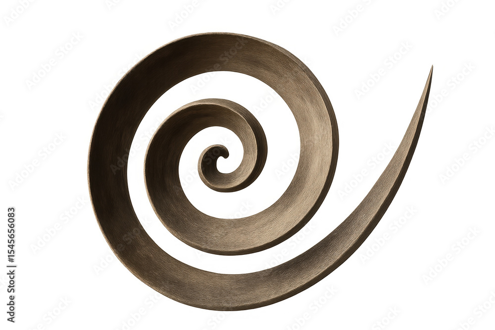 Fototapeta premium Mathematical spiral pattern derived from fibonacci sequence, crafted in wood, symbolizing natural mathematical harmony against translucent backdrop