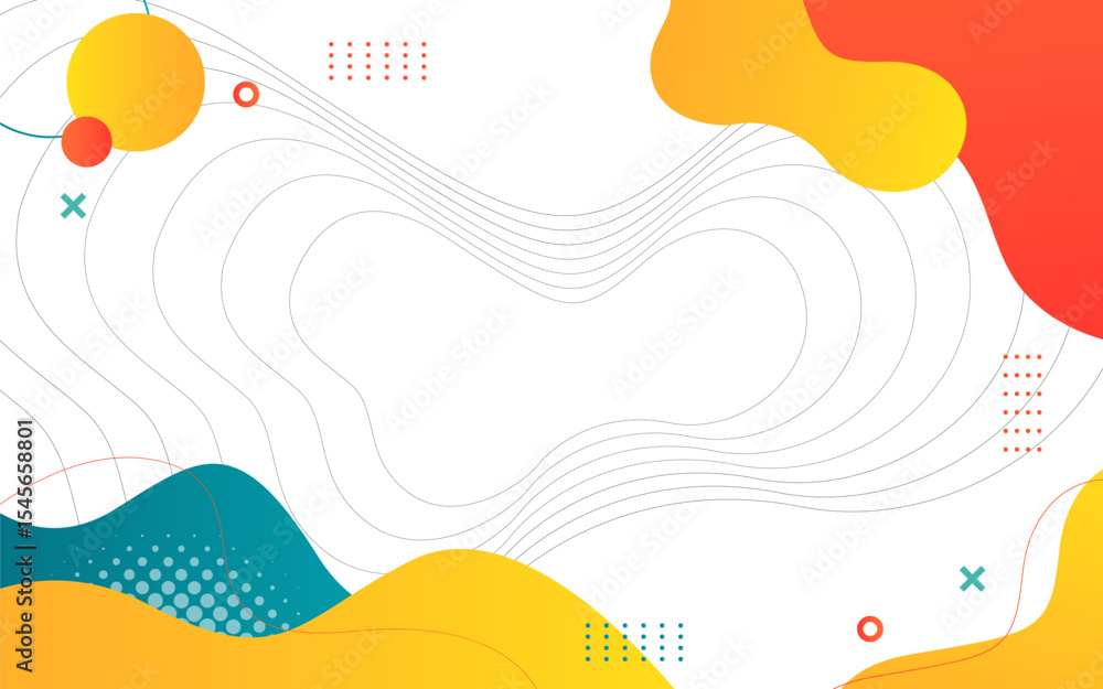 Fototapeta premium Vibrant Abstract Background with Yellow Orange and Teal Fluid Shapes