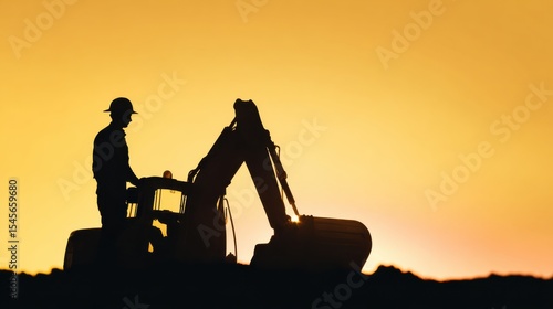 Wallpaper Mural Excavation work at sunset construction site silhouette photography urban environment low angle industrial progress Torontodigital.ca