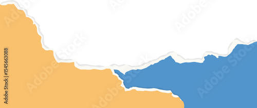 Paper tor, ripped pieces of colorful paper. Ripped paper strips. Vector illustration