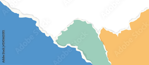 Paper tor, ripped pieces of colorful paper. Ripped paper strips. Vector illustration