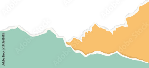 Paper tor, ripped pieces of colorful paper. Ripped paper strips. Vector illustration