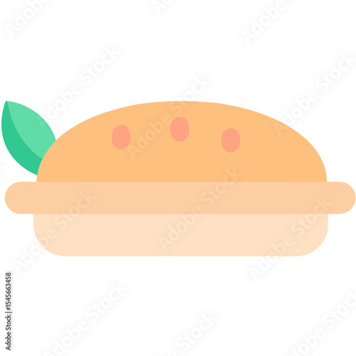 Minimalist Vector SVG Icon of Sandwich with Leaf in Flat Modern Style in Soft Pastel Colors
